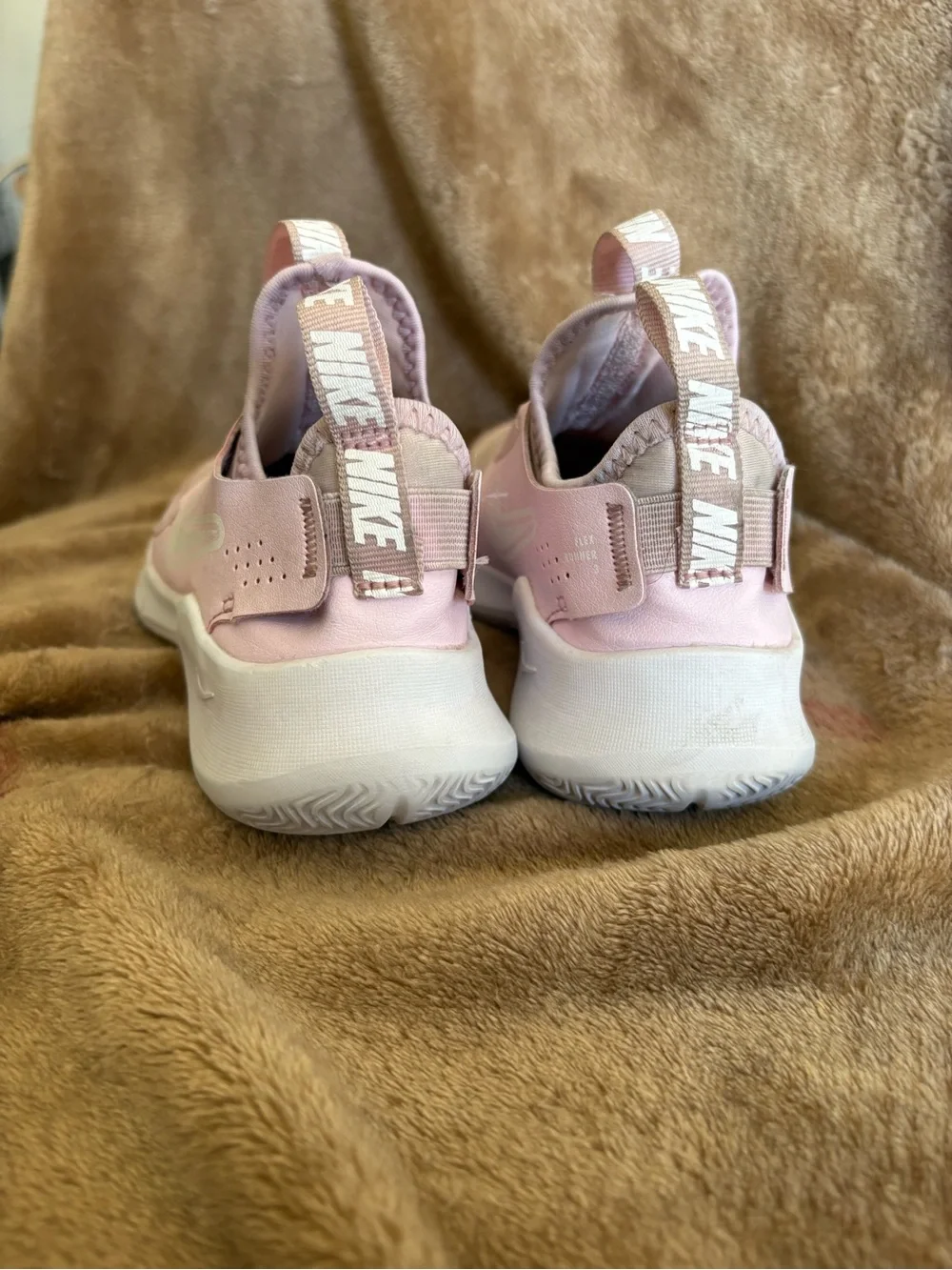 Nike Girls' Light Pink Slip-On Athletic Sneakers with White Swoosh